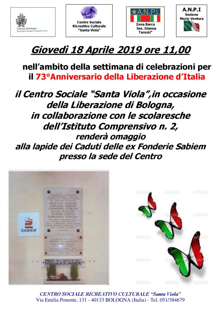 73°Anniversario della Liberazione d’Italia - lapide dei Caduti delle ex Fonderie Sabiem